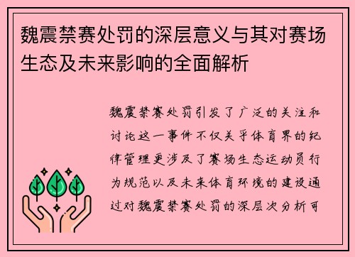 魏震禁赛处罚的深层意义与其对赛场生态及未来影响的全面解析